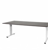 T-lines bureau, hoogte instelbaar (61-90cm) met 200x100cm 20mm blad en t-poot frame met rechte tenen