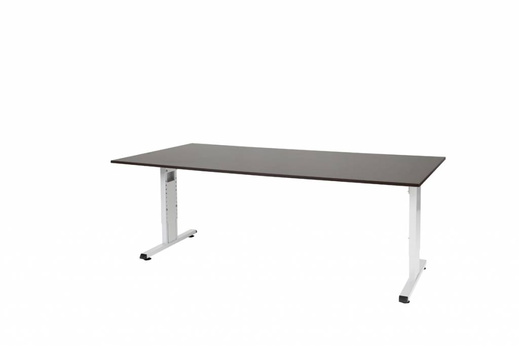 T-lines bureau, hoogte instelbaar (61-90cm) met 200x100cm 20mm blad en t-poot frame met rechte tenen
