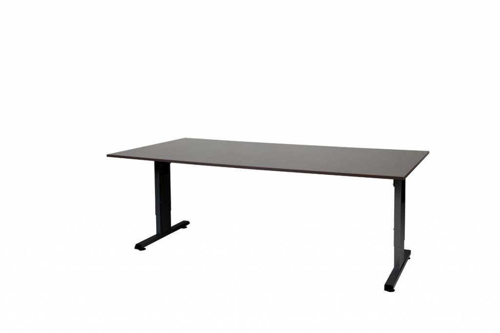 T-lines bureau, hoogte instelbaar (61-90cm) met 200x100cm 20mm blad en t-poot frame met rechte tenen