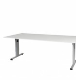 T-lines bureau, hoogte instelbaar (61-90cm) met 200x100cm 20mm blad en t-poot frame met rechte tenen