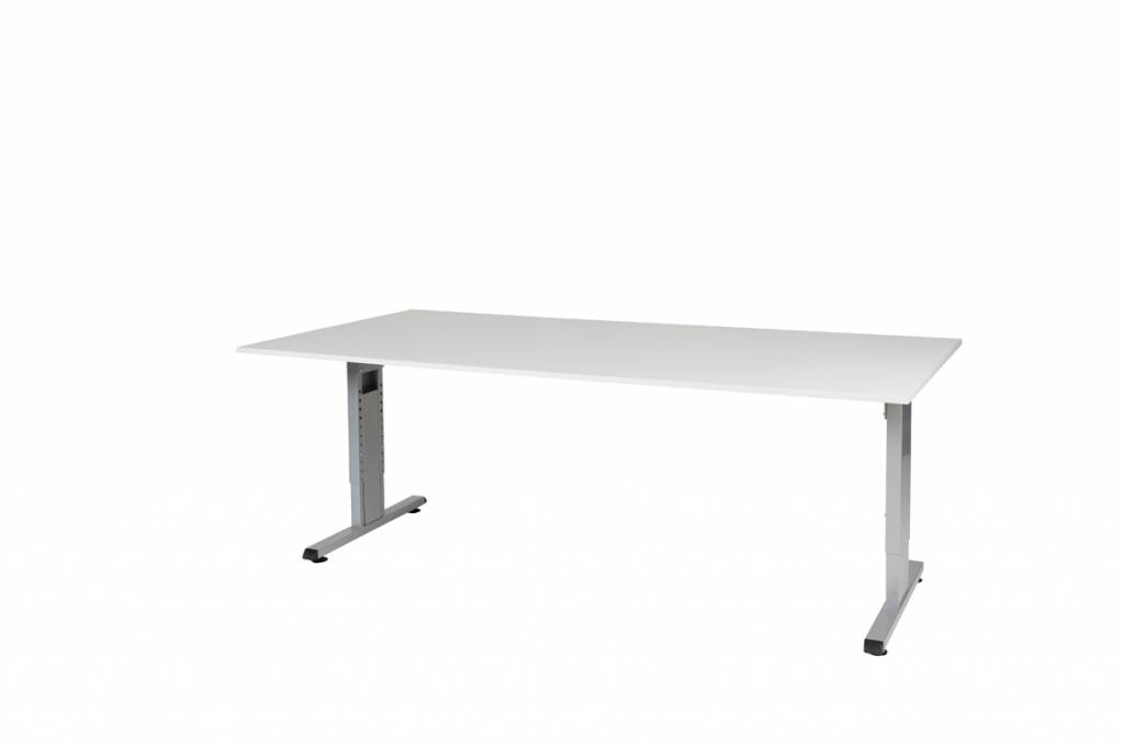 T-lines bureau, hoogte instelbaar (61-90cm) met 200x100cm 20mm blad en t-poot frame met rechte tenen
