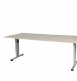 T-lines bureau, hoogte instelbaar (61-90cm) met 200x100cm 20mm blad en t-poot frame met rechte tenen
