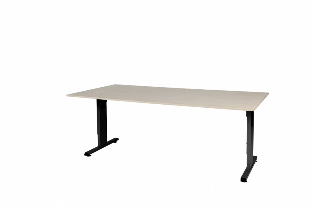 T-lines bureau, hoogte instelbaar (61-90cm) met 200x100cm 20mm blad en t-poot frame met rechte tenen