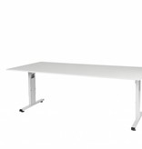 T-lines bureau, hoogte instelbaar (61-90cm) met 200x100cm 20mm blad en t-poot frame met rechte tenen