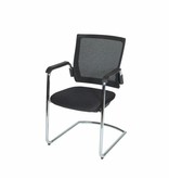 Schaffenburg serie 105 conferentiestoel, zitting stof en rugleuning mesh, verchroomde rugleuningbeugels, onderstel verchroomd