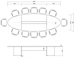 ABC Kantoormeubelen Ovale vergadertafel 420X138CM