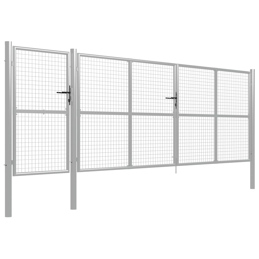 vidaXL Poort 500x150 cm staal zilverkleurig