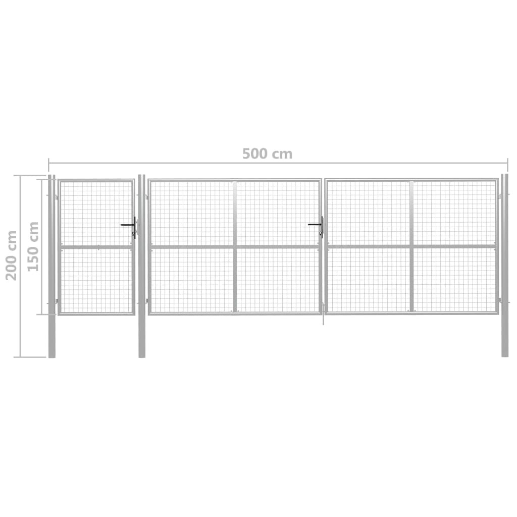 vidaXL Poort 500x150 cm staal zilverkleurig