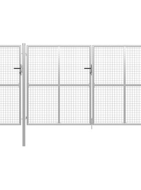 VidaXL Poort 400x150 cm staal zilverkleurig