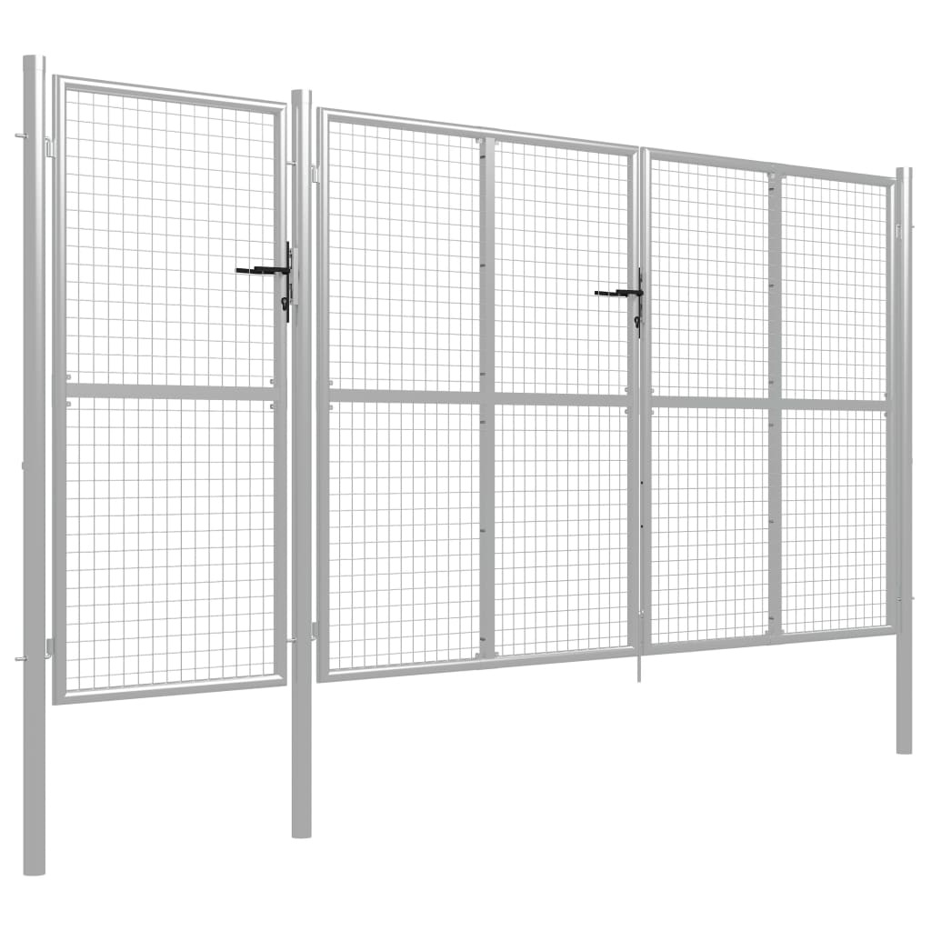 vidaXL Poort 400x150 cm staal zilverkleurig