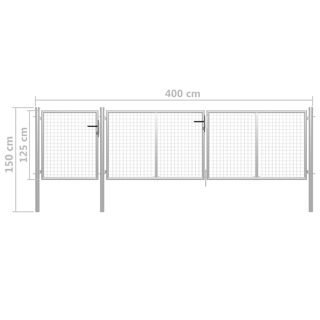 VidaXL Poort 400x100 cm staal zilverkleurig
