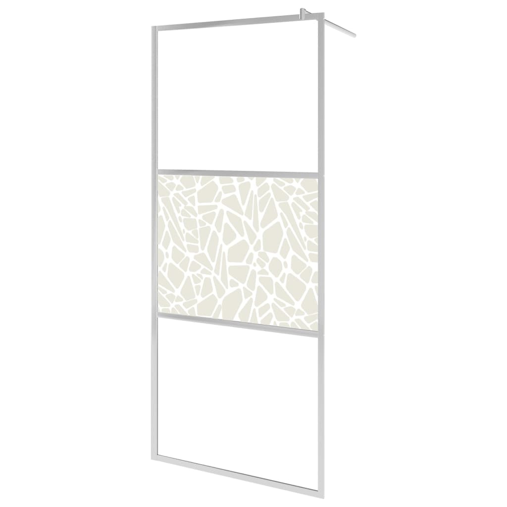 VidaXL Inloopdouchewand met stenenmotief 140x195 cm ESG-glas