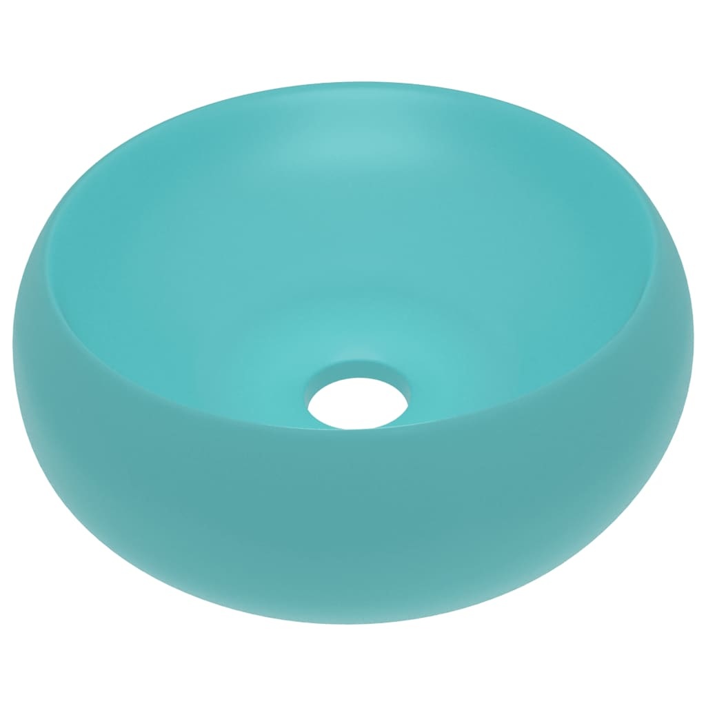 VidaXL Wastafel rond 40x15 cm keramiek mat lichtgroen