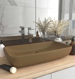 VidaXL Wastafel rechthoekig 71x38 cm keramiek matcrème