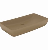 VidaXL Wastafel rechthoekig 71x38 cm keramiek matcrème