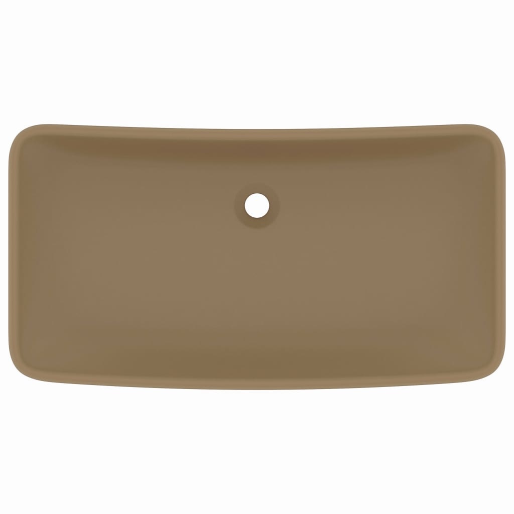 VidaXL Wastafel rechthoekig 71x38 cm keramiek matcrème