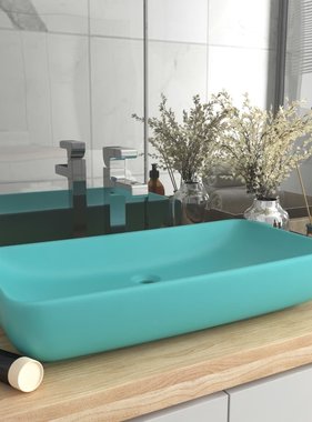 VidaXL Wastafel rechthoekig 71x38 cm keramiek mat lichtgroen