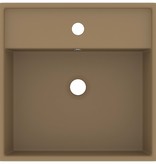 VidaXL Wastafel met overloop vierkant 41x41 cm keramiek matcrème