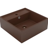 VidaXL Wastafel met overloop vierkant 41x41cm keramiek mat donkerbruin