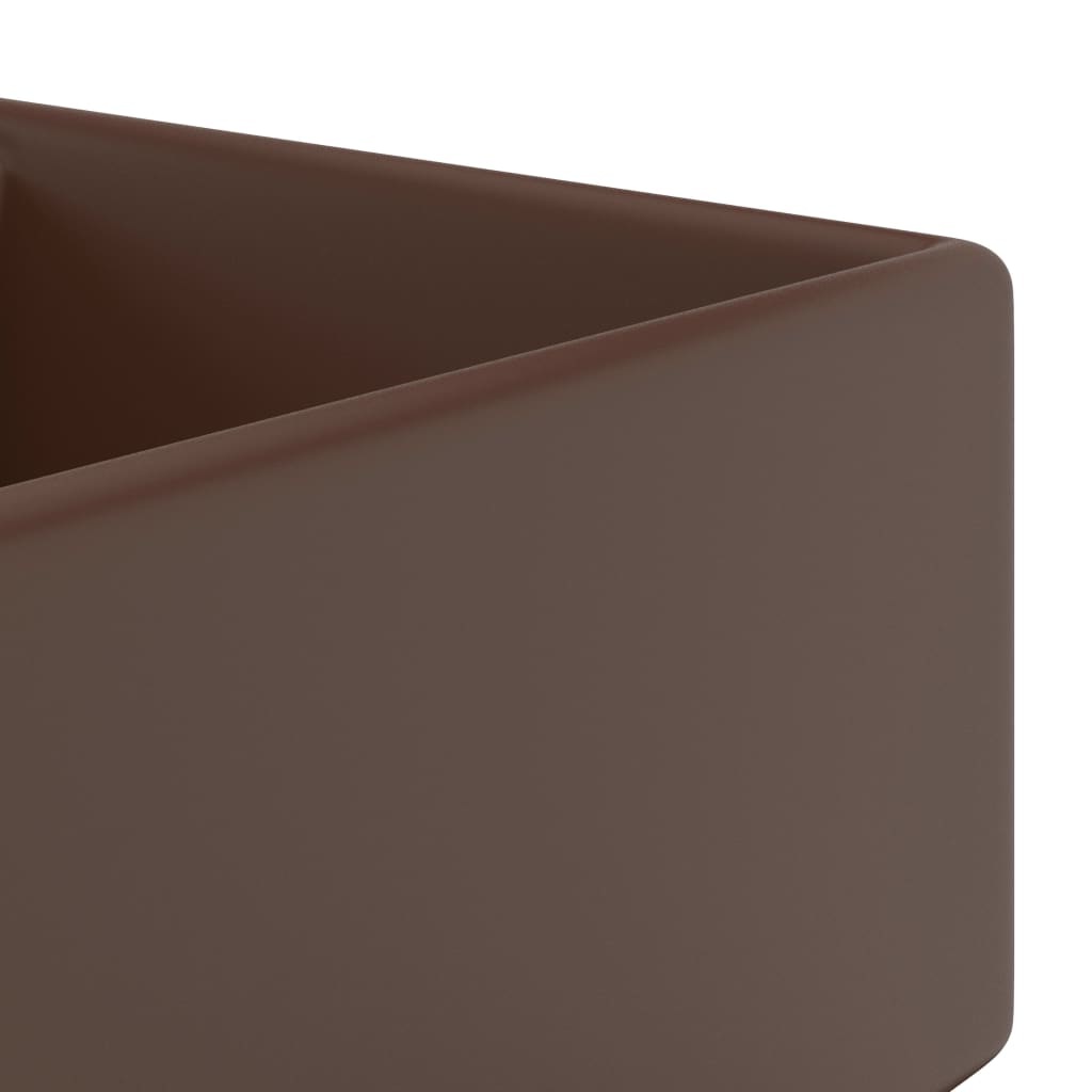 VidaXL Wastafel met overloop vierkant 41x41cm keramiek mat donkerbruin