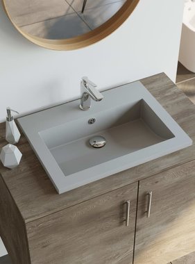 VidaXL Wasbak 600x450x120 mm graniet grijs