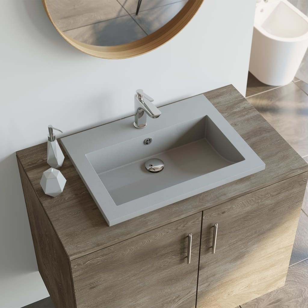 VidaXL Wasbak 600x450x120 mm graniet grijs