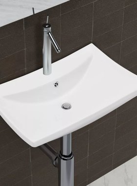 VidaXL Wastafel met overloop en kraangat rechthoekig keramiek