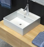 VidaXL Luxe wastafel met overloop en kraangat vierkant keramiek 41x41 cm