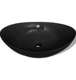 VidaXL Wastafel met overloop zwart ovaal keramiek 59 x 38,5 cm