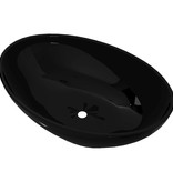 VidaXL Luxe wastafel ovaal 40x33 cm keramiek zwart