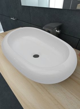 VidaXL Luxe keramische wasbak ovaal 63 x 42 cm (wit)
