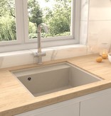 VidaXL Gootsteen met overloopgat graniet beige