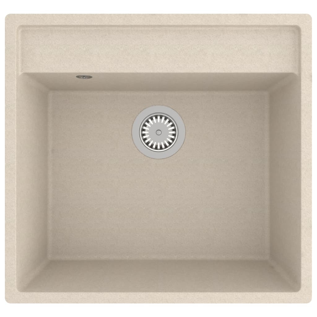 VidaXL Gootsteen met overloopgat graniet beige