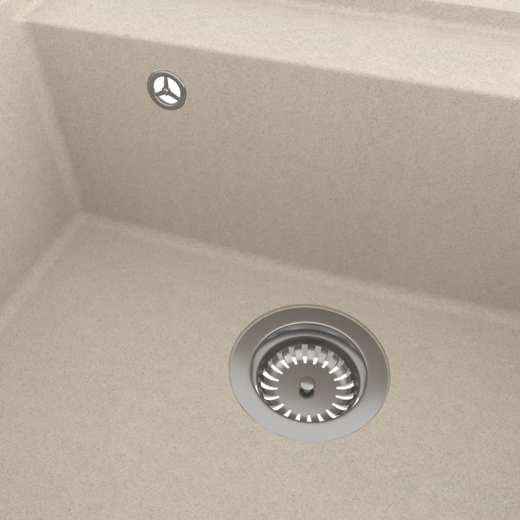 VidaXL Gootsteen met overloopgat graniet beige