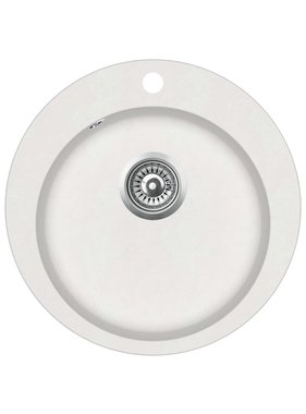 VidaXL Gootsteen enkele bak rond graniet wit
