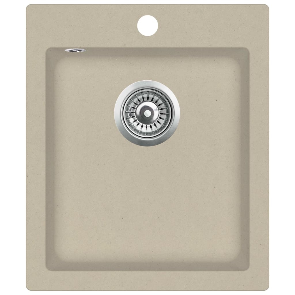 VidaXL Gootsteen enkele bak graniet beige