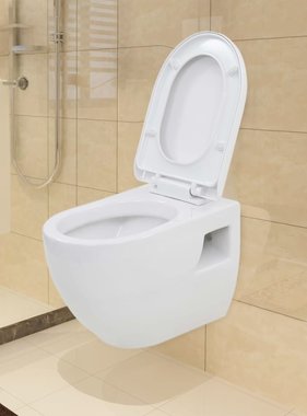 vidaXL Wandtoilet keramiek wit