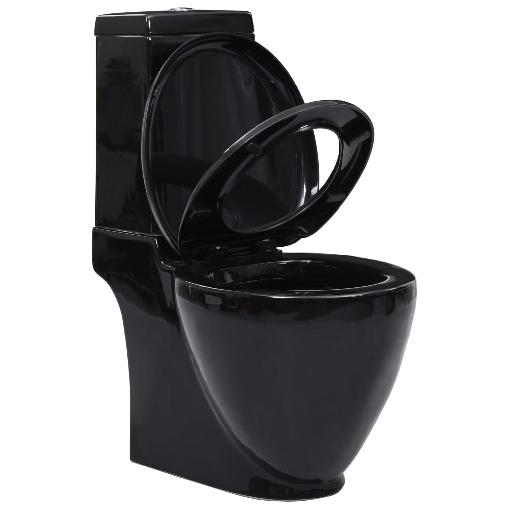 vidaXL Rechthoekig keramisch toilet zwart