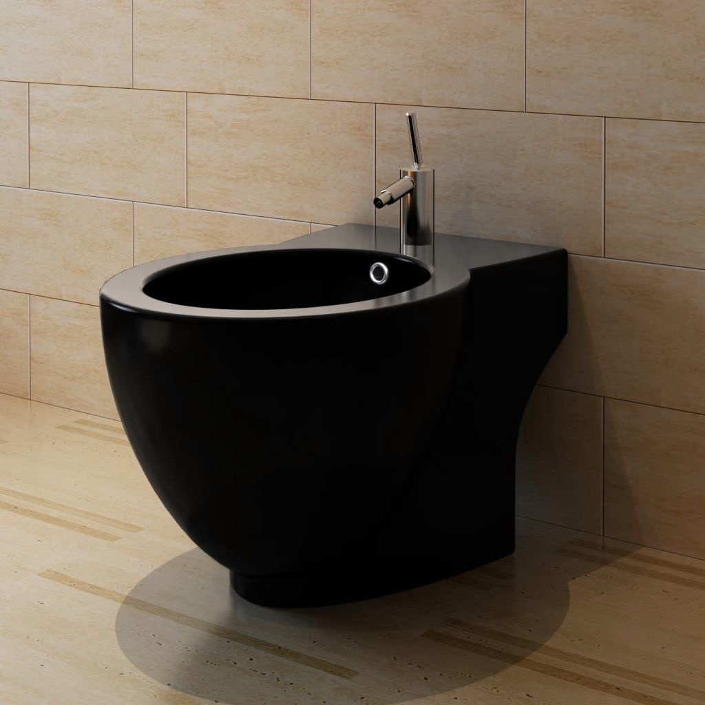 vidaXL Ronde staande keramieken bidet (zwart)