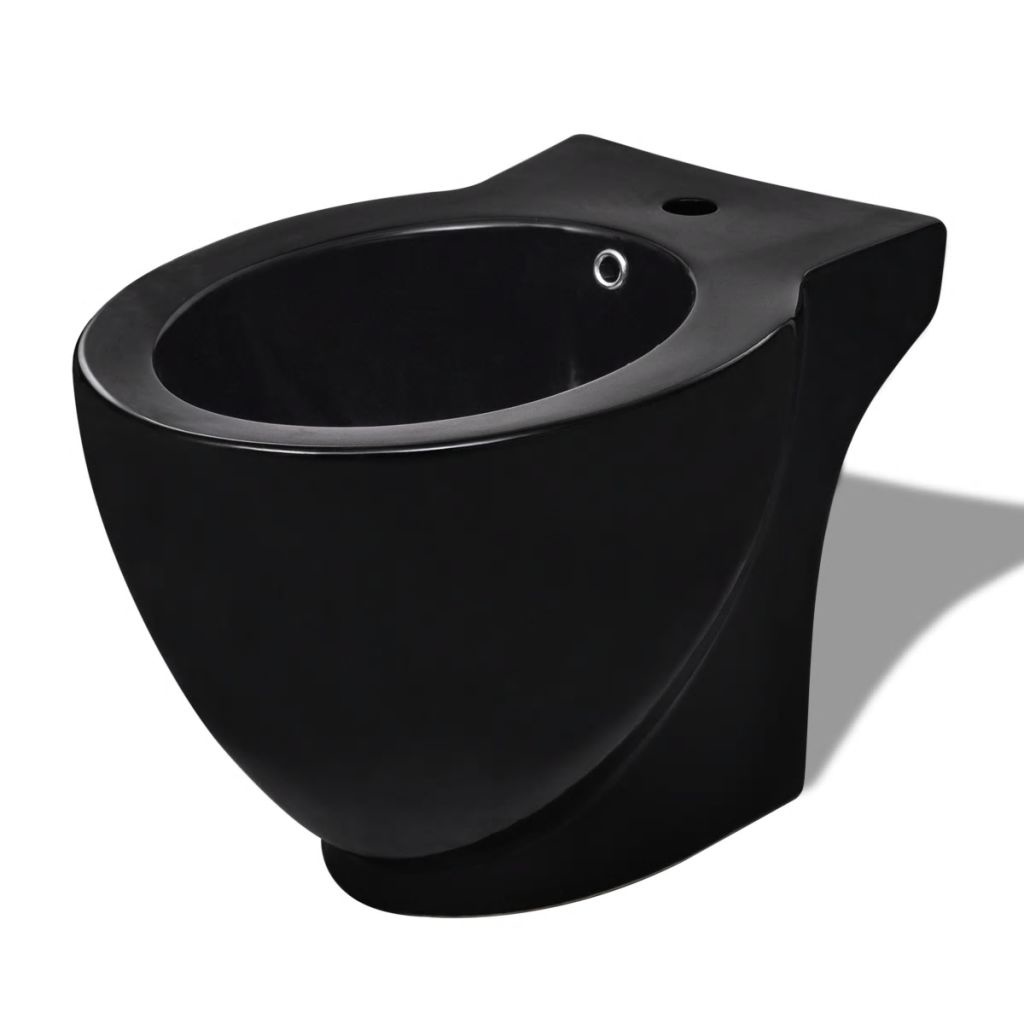 vidaXL Ronde staande keramieken bidet (zwart)