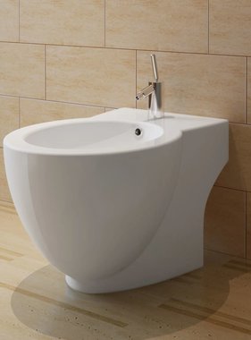 vidaXL Staand bidet rond keramiek wit