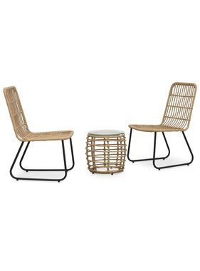 vidaXL 3-delige Bistroset poly rattan eikenkleurig