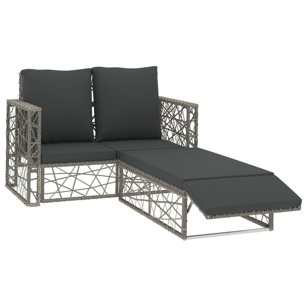 vidaXL 2-delige Loungeset met kussens poly rattan grijs