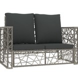 vidaXL 2-delige Loungeset met kussens poly rattan grijs