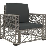 vidaXL 6-delige Loungeset met kussens poly rattan grijs