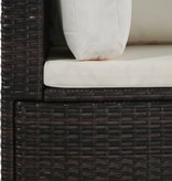 vidaXL 4-delige Loungeset met kussens poly rattan bruin