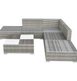 vidaXL 6-delige Loungeset met kussens poly rattan grijs