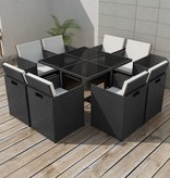 VidaXL 9-delige Tuinset met kussens poly rattan zwart