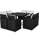 VidaXL 9-delige Tuinset met kussens poly rattan zwart