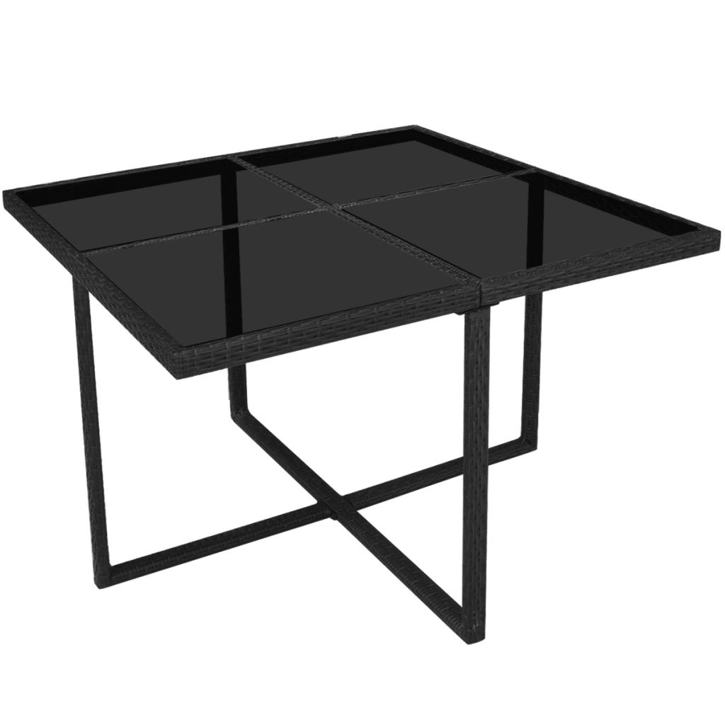 VidaXL 9-delige Tuinset met kussens poly rattan zwart